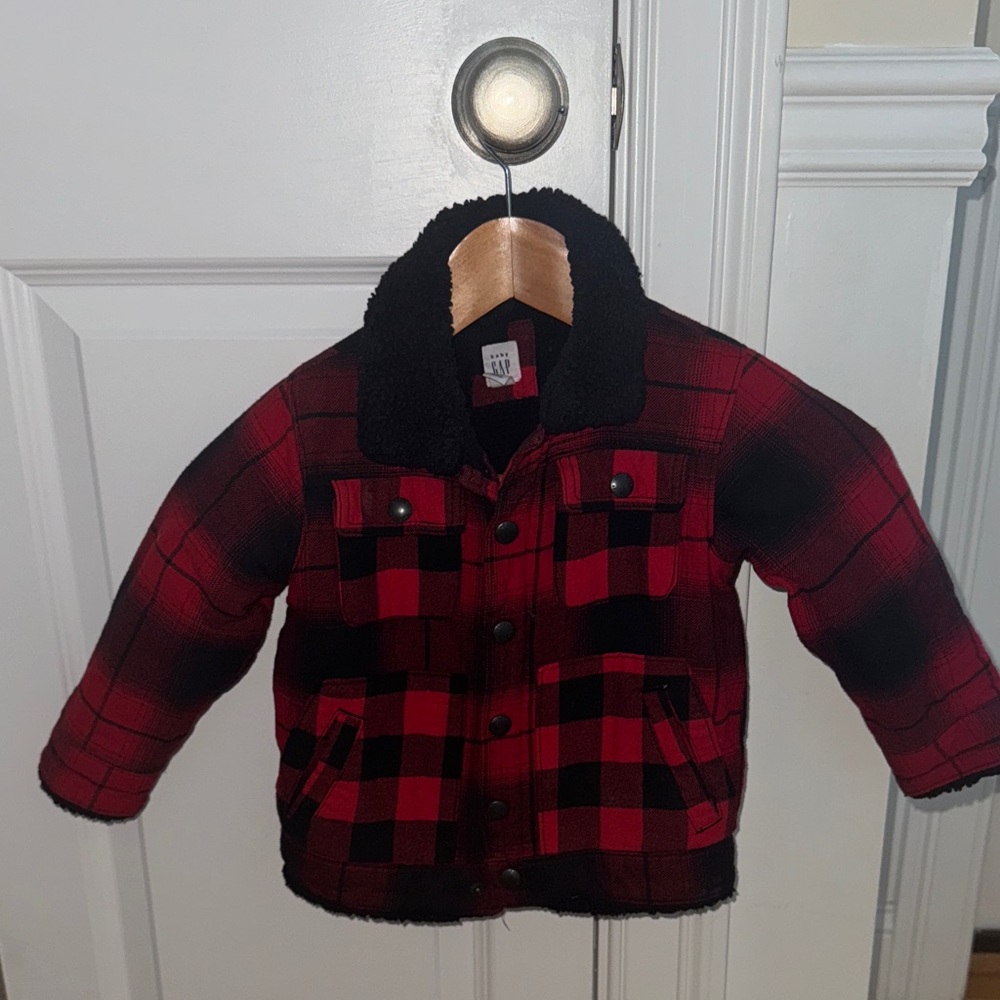 GAP Kids Black and Red Checkered Jacket